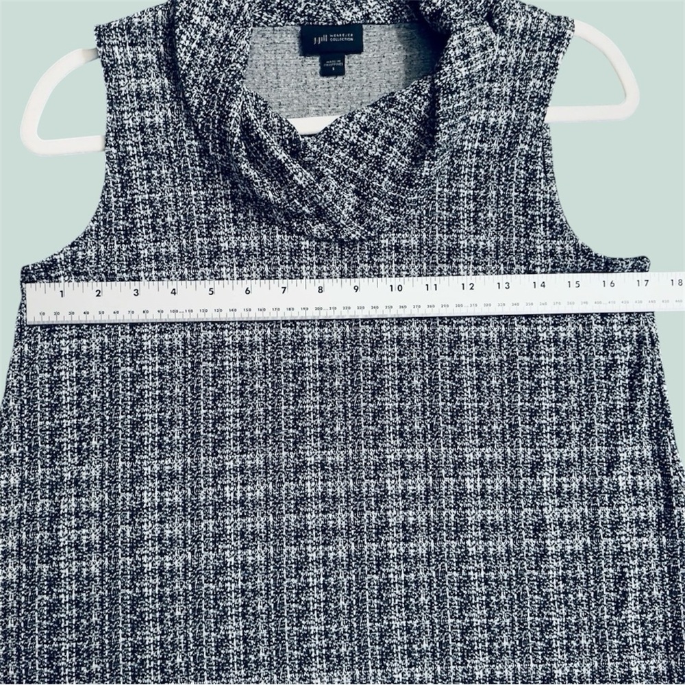 J Jill Knit - Stretch Sleeveless Black & White Cowl Neck Top Size Small - Picture 7 of 9